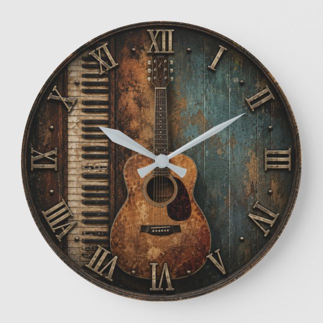 Rustic Guitar & Piano Music Stor Klocka (Framsida)