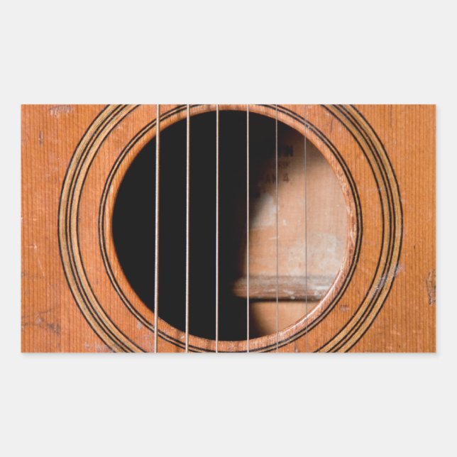 Rustic guitar rektangulärt klistermärke (Framsida)