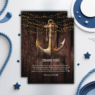 Rustic Guld Anchor Baby Shower Tack Kort