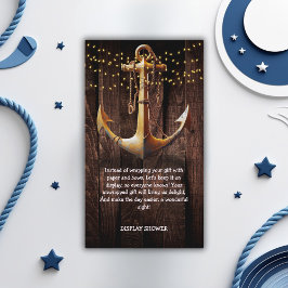 Rustic Guld Anchor Baby Shower Tilläggskort