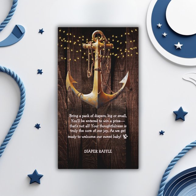 Rustic Guld Anchor Baby Shower Tilläggskort (Skapare uppladdad)