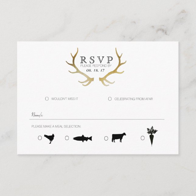 Rustic Guld Antler | OSA av Elegant Kort (Framsida)