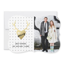 Rustic Guld Antlers | Fotokort