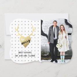 Rustic Guld Antlers | Fotokort Julkort