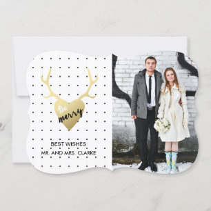Rustic Guld Antlers Fotokort Julkort