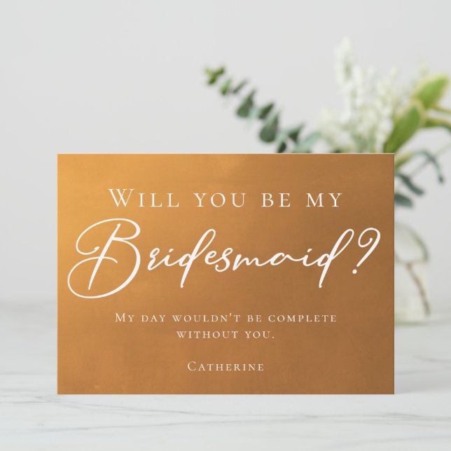 Rustic Guld Autumn blir min bridesmaid Inbjudningar (Stående Fram)