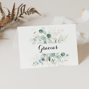 Rustic Guld Blommigt, Bröllop Gracias-kort med vik Tack Kort