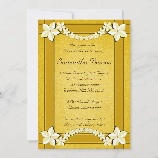 Rustic Guld Blommigt Bröllop Möhippa Inbjudan (Framsida)