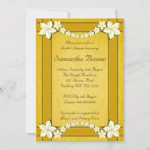 Rustic Guld Blommigt Bröllop Möhippa Inbjudan