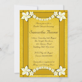 Rustic Guld Blommigt Bröllop Möhippa Inbjudan