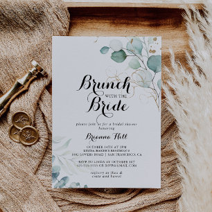 Rustic Guld Blommigt Brunch med Bride Shower Inbjudningar