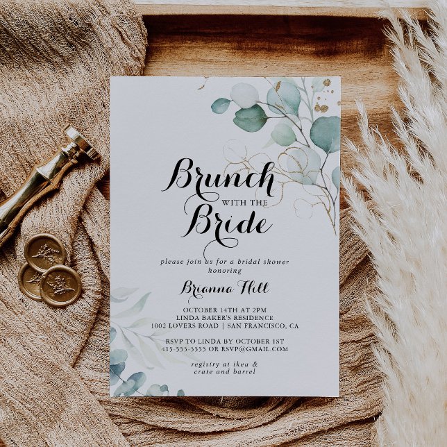 Rustic Guld Blommigt Brunch med Bride Shower Inbjudningar (Skapare uppladdad)