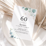Rustic Guld Blommigt Calligraphy 60:e Födelsedagsf Inbjudningar<br><div class="desc">Denna blommigt i guld är 60:e födelsedagsfest inbjudan är perfekt för en enkel födelsedagsfest. Den här konstnärliga utformningen har handritad blommigt från guld och grönt från eucalyptus,  som inspirerar naturskönheten.</div>