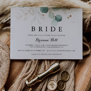 Rustic Guld Blommigt Calligraphy Bride Möhippa Inbjudningar