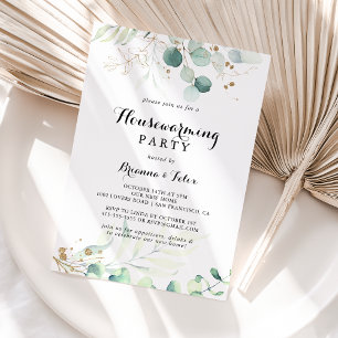 Rustic Guld Blommigt Calligraphy Houseuppvärmning Inbjudningar