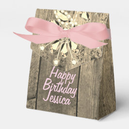 Rustic Guld Blommigt Gem Presentaskar