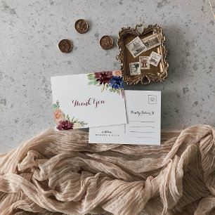 Rustic Guld Blommigt Modern Calligraphy Tack Vykort