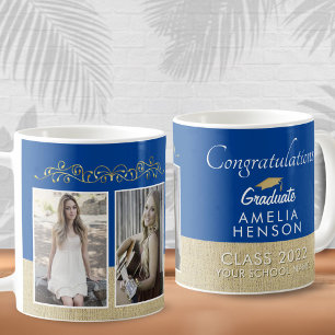 Rustic Guld Blue 2023 Student 2 Foto Studenten Kaffemugg