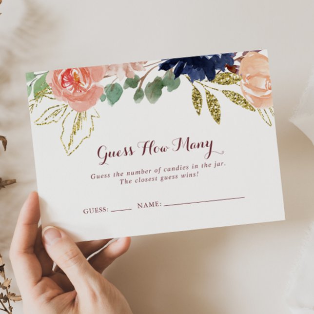 Rustic Guld Calligraphy gissar hur många spelkort Visitkort (Skapare uppladdad)