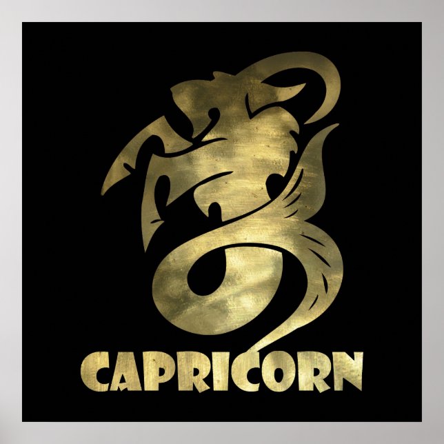 Rustic Guld Capricorn Goat 2 Poster (Framsidan)