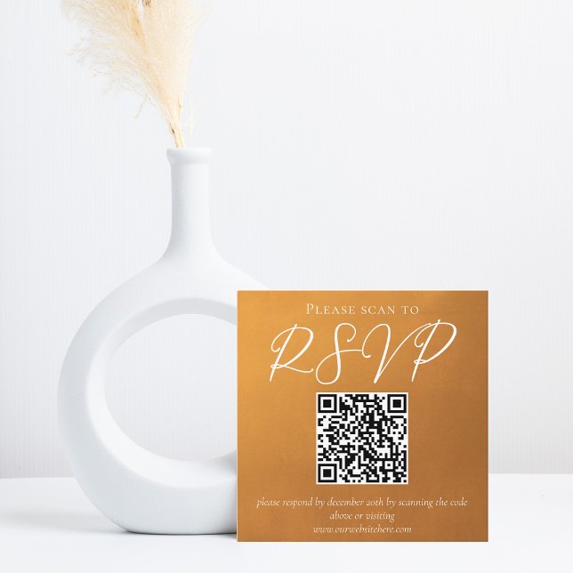 Rustic Guld Earth Tone Fall Wedding QR Code OSA Tilläggskort (Skapare uppladdad)