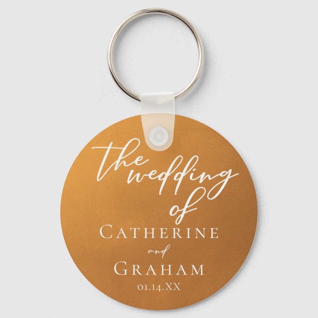 Rustic Guld Fall Wedding Personlig Nyckelring (Framsida)