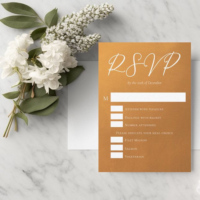 Rustic Guld Fall Wedding with Meal Choices OSA Kort (Skapare uppladdad)
