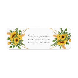 Rustic Guld Geometric Blommigt Solros Returadress Etikett