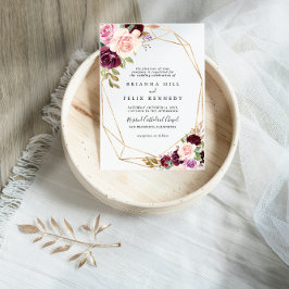 Rustic Guld Geometric Blommigt Traditional Bröllop Inbjudningar