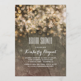 Rustic Guld Glitter Ljus Wood Möhippa Inbjudningar