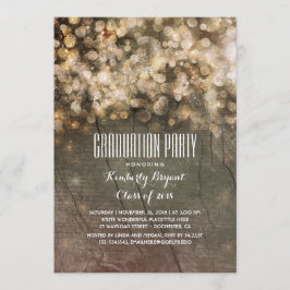 Rustic Guld Glitter Ljus Wood Studentfest Inbjudningar