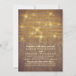 Rustic Guld Glitter String Ljus Bröllop Inbjudningar
