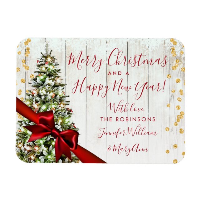 Rustic Guld God jul non Photo Glitter Magnet (Horisontell)