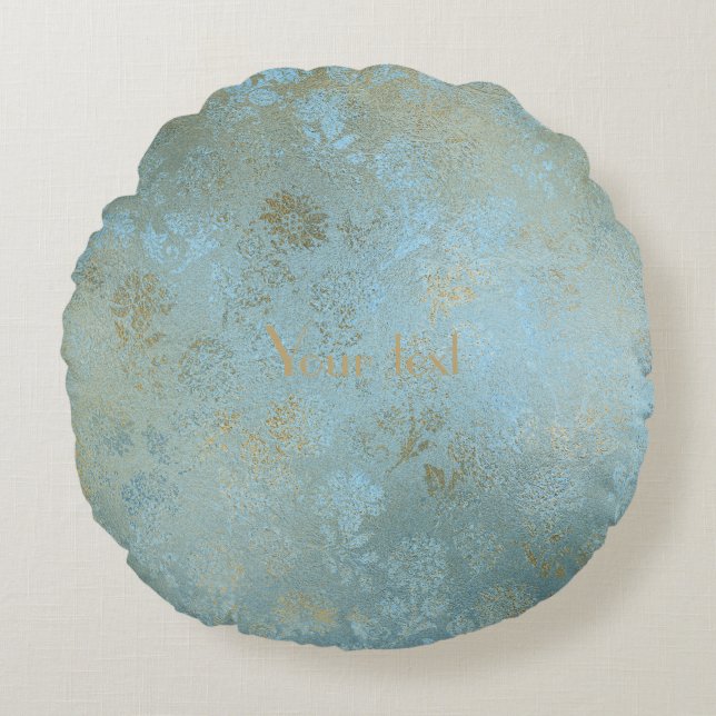 Rustic guld,golden,grunge guld wall,blommigtar,v rund kudde (Framsidan)