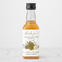 Rustic Guld & Gul ros Bröllop Tack Mini Spritflaskor Etikett