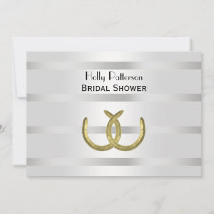 Rustic Guld Horseshoes Silver Wht H Möhippa Inbjudningar