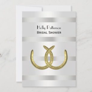 Rustic Guld Horseshoes Silver Wht V Möhippa Inbjudningar