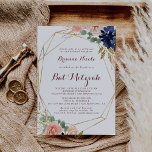 Rustic Guld Lämnar kalligrafi Bat mitzvah Inbjudningar<br><div class="desc">Den här guld löven  kalligrafi bat mitzvah inbjudan är perfekt för en modern bat mitzvah. Utformningen har handdragna vattenfärgsfärger,  lila,  marin,  ,  burgundisk,  blommor,  grönt och guld som lämnar med att lägga till ett elegant geometriskt ram.</div>