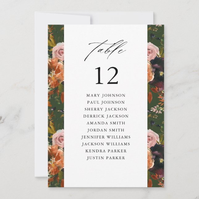 Rustic Guld, Lila Gre Bordsnummer Sittdiagram (Framsida)