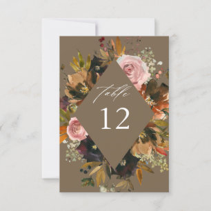 Rustic Guld, Lila och Rosa Blommigt T Bordsnumren Inbjudningar