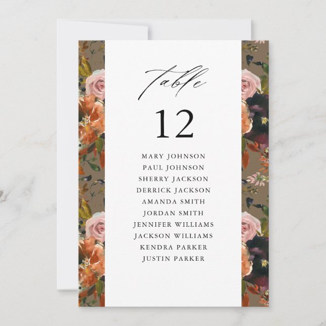 Rustic Guld, Lila Tau Bordsnummer Sittdiagram (Framsida)