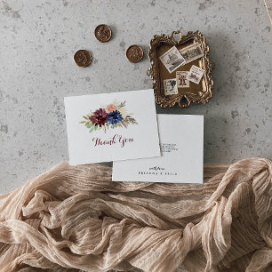 Rustic Guld Löv Calligraphy Flat Bröllop Tack Kort