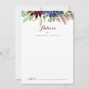 Rustic Guld Löv och Blommigt Calligraphy Bröllop Rådkort