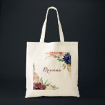 Rustic Guld Lövs Calligraphy Bridesmaid Tote Bag Tygkasse<br><div class="desc">Denna rustiska guld lämnar kalligrafi-brud till väskan är perfektens bröllop-gåva för att presentera dina brudtärnor och maid of honor för ett modernt bröllop. Utformningen har handritad vattenfärgsfärg,  lila,  marin,  ,  burgundisk,  marina blommor,  grönt och guld löv.</div>