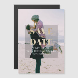 Rustic Guld Modern Minimalist Photo Save Date Magnetisk Inbjudningskort