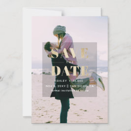 Rustic Guld Modern Minimalist Photo Save Date Magnetisk Inbjudningskort