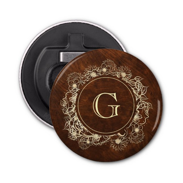 Rustic Guld Monogram Bröllop Flasköppnare (Framsidan)