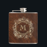 Rustic Guld Monogram Groomsman Fickplunta<br><div class="desc">Den här groomsmankolven i personlig är en tidlös och snyggt gåva som har en gedigen bakgrund och ett monogram för blommigt i elegant guld. Helt anpassade med Groomsmans namn och till att börja med är denna höftkolv av rostfritt stål perfekt för bachelorpartier, bröllopsdag tost eller tack och lov. En underbar...</div>