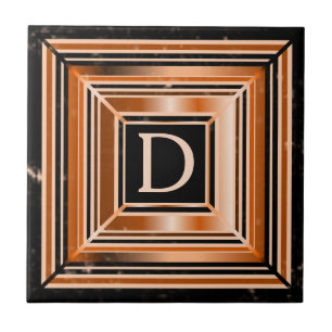 Rustic Guld och Black Geometric Ceramic Tile Kakelplatta