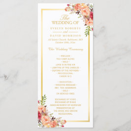Rustic Guld Orange Blommigt Fall Wedding Program